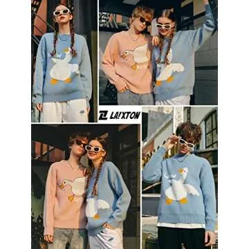 Laixton Men's Graphic Oversized Sweater Unisex Knit Aesthetic Sweaters Streetwear Casual Tunic Pullover Jumper