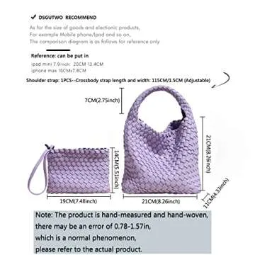 Handmade Woven Shoulder Bags for Women Cute Hobo Tote Handbag Mini Clutch Purse with Magnetic Buckle Crossbody Phone Bag (Cherry Blossom Powder)