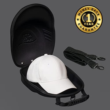 Baseball Cap Carrier Hat box Travel Case for Hats Carry On Hat Bag with Shoulder Strap - Black