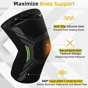 JLebow Knee Braces for Knee Pain Women Men 2 Pack Compression Knee Sleeve for Working Out, Running, Gym, Fitness, Weightlifting 丨 High Stretch Knee Support for Meniscus Tear, ACL, Arthritis