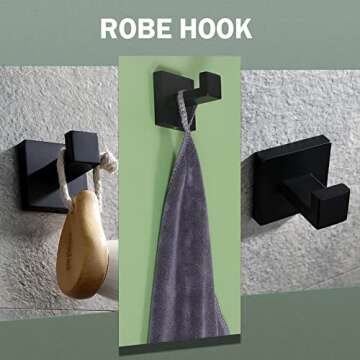 VELIMAX Premium Stainless Steel 4 Pieces Bathroom Hardware Accessories Set Wall Mounted Towel Bar Set, Matte Black, 24-Inch