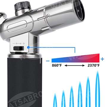 WATSABRO Kitchen Blow Torch,Culinary Butane Torch Lighters Refillable Double Fire Cooking Torch,Mini Adjustable Flame Butane Lighters for Dabs,Creme Brulee,Food and BBQ (Butane Gas Not Included)