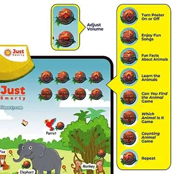 Just Smarty Zoo Animals Toddler Learning Toys Ages 3-6 | Sounds, Counting & Memory Games | Learning Resources Animals for Kids | Animal Facts Game | Toddler Learning Activities