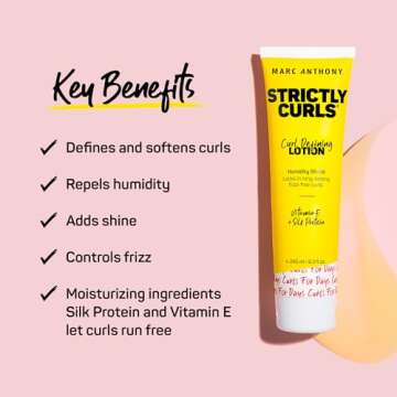 Marc Anthony Curl Defining & Enhancing Lotion, Strictly Curls - Moisturizing Detangler with Vitamin E & Silk Protein for Long-Lasting Frizz-Free - Bounce & Shine For Wavy, Dry or Damaged Hair
