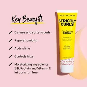 Marc Anthony Curl Defining & Enhancing Lotion, Strictly Curls - Moisturizing Detangler with Vitamin E & Silk Protein for Long-Lasting Frizz-Free - Bounce & Shine For Wavy, Dry or Damaged Hair
