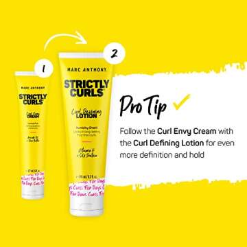 Marc Anthony Curl Defining & Enhancing Lotion, Strictly Curls - Moisturizing Detangler with Vitamin E & Silk Protein for Long-Lasting Frizz-Free - Bounce & Shine For Wavy, Dry or Damaged Hair