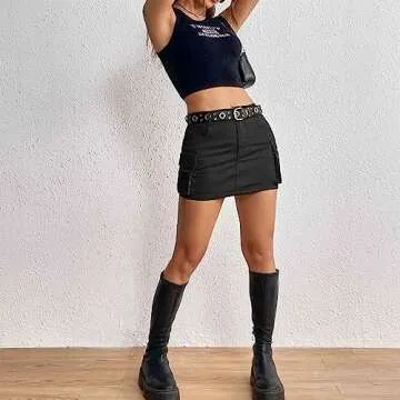 Y2K Mini Cargo Skirt for Women - Stylish Denim Skirt with Pockets