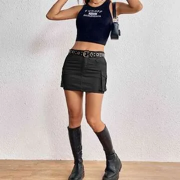 Y2K Mini Cargo Skirt for Women - Stylish Denim Skirt with Pockets