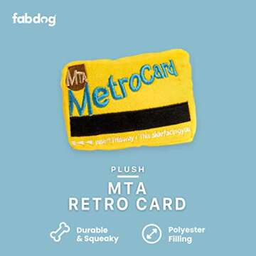 fabdog Dog Plush Toys - Fun Squeaky Puppy Toys - New York Metro Card Tribute Makes for Awesome Gift ...