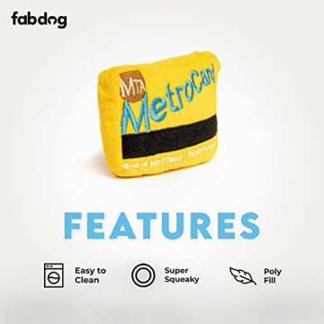 fabdog Dog Plush Toys - Fun Squeaky Puppy Toys - New York Metro Card Tribute Makes for Awesome Gift - Dog Toys That Puppies Love | NYC Metro Card Small Plush Dog Toy | Officially Licensed by The MTA