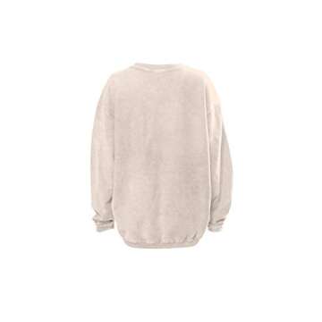 chicka-d NCAA Clemson Tigers Womens Corded Crew Pullover Sweatshirt, Natural, Small (443_NC_CB)