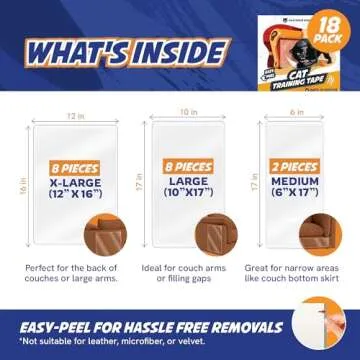 Panther Armor Cat Couch Protector – 18-Pack Double Sided Cat Anti Scratch Sticky Tape – Scratch Deterrent Tape, Effective Furniture Protectors from Cats