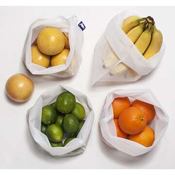 6 Reusable Produce Bags with Drawstring - Premium Mesh, Strong, Lightweight, Earth-Friendly and Sea Turtle-Friendly Fruit Vegetable Bags, Set of 6 from ZestiLife