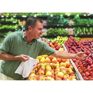 6 Reusable Produce Bags with Drawstring - Premium Mesh, Strong, Lightweight, Earth-Friendly and Sea Turtle-Friendly Fruit Vegetable Bags, Set of 6 from ZestiLife