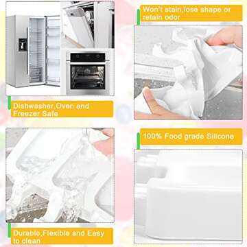 Perthlin 4 Pieces Ice Cream Mould lolly Mold Silicone Ice Cream Mold 4-Cavity Cake Pop Molds Baking Molds with 200 Pieces Sticks for Homemade Treats(White)