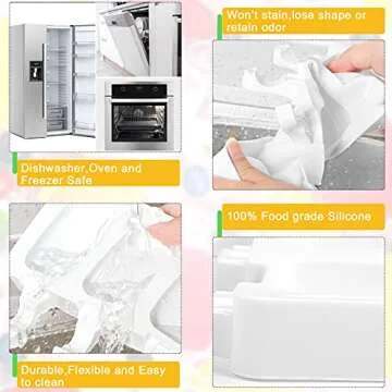 Perthlin 4 Pieces Ice Cream Mould lolly Mold Silicone Ice Cream Mold 4-Cavity Cake Pop Molds Baking Molds with 200 Pieces Sticks for Homemade Treats(White)