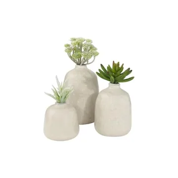 Light Grey Terracotta Vases Set of 3 Elegant Décor
