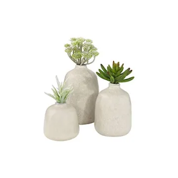 Light Grey Terracotta Vases Set of 3 Elegant Décor