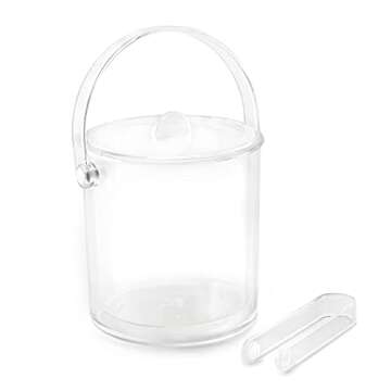 Huang Acrylic Double Wall Ice Bucket with Lid and Ice Tongs 1 1/2 Qt | Great for Home Bar, Chilling ...