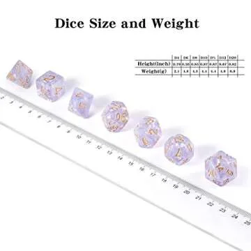 D&D Dice Set - Shiny 7 PCS Resin Polyhedral Dice with Bag