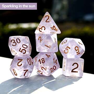 D&D Dice Set - Shiny 7 PCS Resin Polyhedral Dice with Bag