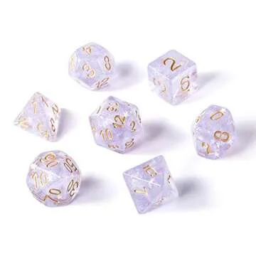 D&D Dice Set - Shiny 7 PCS Resin Polyhedral Dice with Bag