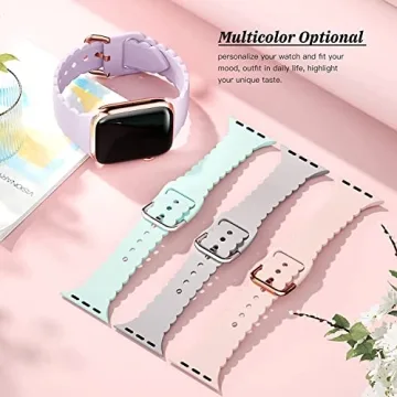 Sunnywoo Sport Silicone Band Compatible with Apple Watch Bands 38mm 40mm 41mm 42mm 44mm 45mm 46mm 49mm for Women Men, Soft Wristband Waterproof Replacement Sport Strap for iWatch Bands Series 10 9 8 7 6 5 4 3 2 1 SE Ultra