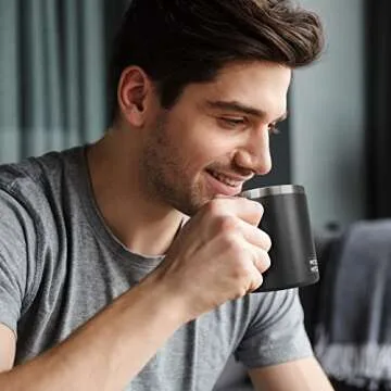 WETOWETO Insulated 14oz Coffee Mug with Handle