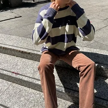 Chic Y2K Oversized Striped Sweater for Stylish Women