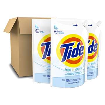 Tide Free & Gentle Laundry Detergent Liquid Soap, 93 Loads (New Concentrated), Pack of 3