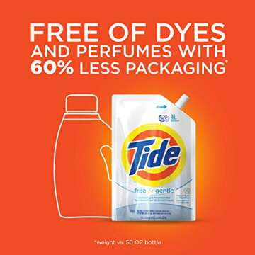 Tide Free & Gentle Laundry Detergent Liquid Soap, 93 Loads (New Concentrated), Pack of 3