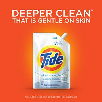 Tide Free & Gentle Laundry Detergent Liquid Soap, 93 Loads (New Concentrated), Pack of 3