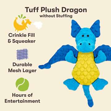 Pet 'n Shape Tuff No Stuffing Plush Flying Dragon Dog Toy