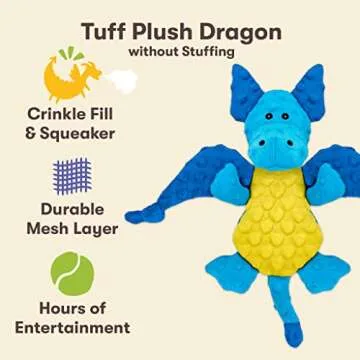 Pet 'n Shape Tuff No Stuffing Plush Flying Dragon Dog Toy