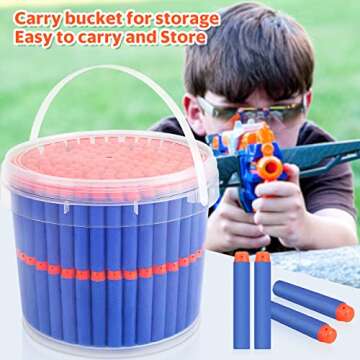 Pokiiulk Refill Darts Bullets Compatible with Nerf Guns N-Strike Elite Series, 300PCS Refill Darts Premium Foam Bullets Pack with Portable Storage Bucket