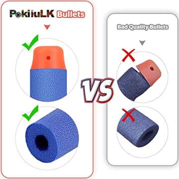 Pokiiulk Refill Darts Bullets Compatible with Nerf Guns N-Strike Elite Series, 300PCS Refill Darts Premium Foam Bullets Pack with Portable Storage Bucket