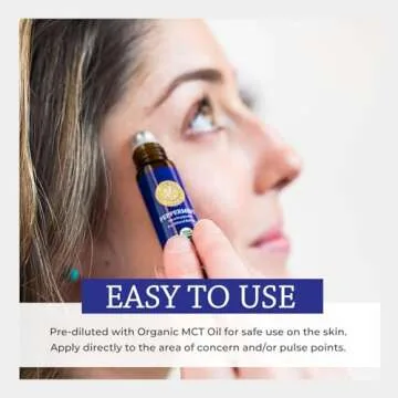 Organic Peppermint Essential Oil Roll On, Mentha Piperita, 100% Pure USDA Certified Aromatherapy - Headache, Morning Sickness, Nausea, Energy & Hair - 10 ml Roller by Silk Road Organic