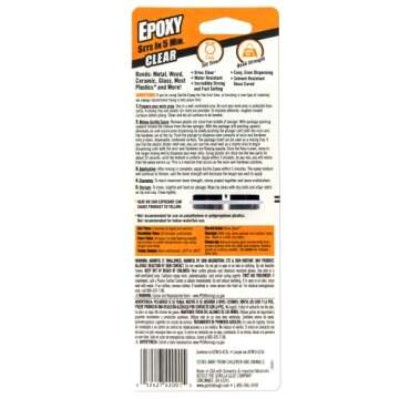 Gorilla 2 Part Epoxy, 5 Minute Set, Incredibly Strong Bonding, .85 Ounce Syringe, Clear, (Pack of 2)