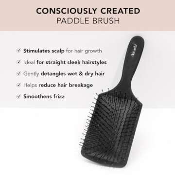 Kitsch Paddle Brush for Blow Drying, Hair Brush for Thick or Thin Hair, Hairbrush for Women with Nylon Bristle, Detangling Brush for Curly Straight Wet Hair, Gently Detangles Without Creating Frizz