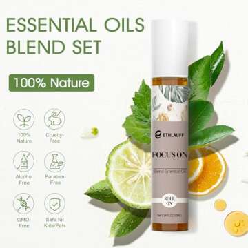 Essential Oils Roll On Set 6 Pack -(Relax, Sleep, Balance,Breathe, Focus on, Happiness) Aromatherapy Oil with Roller Ball,Essential Oils Blends for Skin - Relaxation Gift for Women and Men