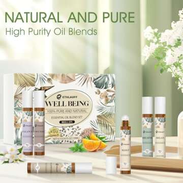 Essential Oils Roll On Set 6 Pack -(Relax, Sleep, Balance,Breathe, Focus on, Happiness) Aromatherapy Oil with Roller Ball,Essential Oils Blends for Skin - Relaxation Gift for Women and Men