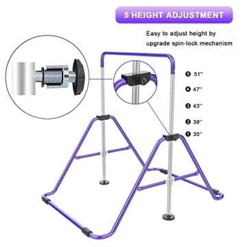 RINREA Gymnastic Bars for Kids with Adjustable Height, Folding Gymnastic Training Kip Bar, Junior Expandable Horizontal Monkey Bar for Home