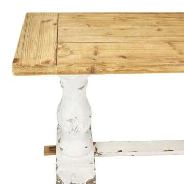 Deco 79 Wood Rectangle Console Table with Brown Wood Top, 59" x 16" x 29", White