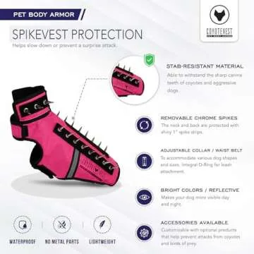 CoyoteVest SpikeVest for Small Dogs with Reflective Spikes