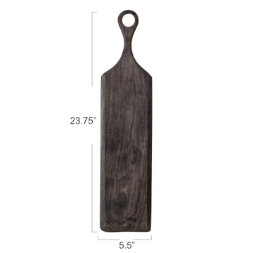 Black Acacia Wood Cheese Cutting Board with Handle Hole