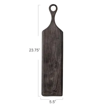 Black Acacia Wood Cheese Cutting Board with Handle Hole