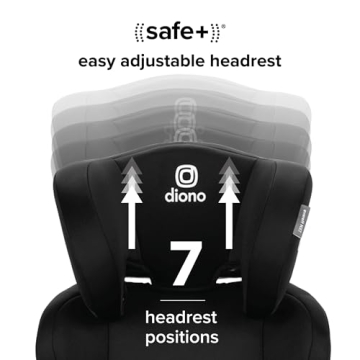 Diono Everett NXT High Back Booster Car Seat with Rigid Latch, Lightweight Slim Fit Design, 8 Years 1 Booster Seat, Black