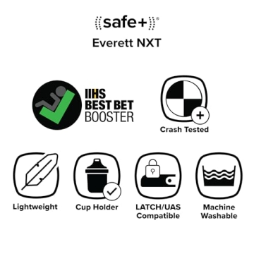 Diono Everett NXT High Back Booster Car Seat with Rigid Latch, Lightweight Slim Fit Design, 8 Years 1 Booster Seat, Black