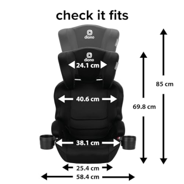 Diono Everett NXT High Back Booster Car Seat with Rigid Latch, Lightweight Slim Fit Design, 8 Years 1 Booster Seat, Black