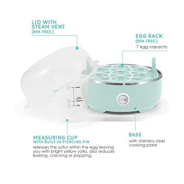 Elite Gourmet Easy Egg Cooker - 7-Egg Electric Cooker